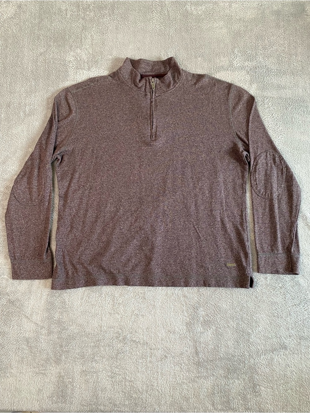 Rodd & Gunn Men's 1/4-Zip Heather Brown Sweater 2XL Elbow Patches Dark Academia
